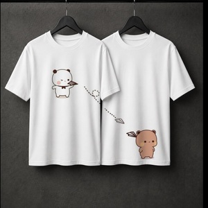 Matching Couple Graphic <b>T</b> <b>Shirts</b> Custom Cute Blue Pink <b>Alien</b> Cartoon Print White Short Sleeve Unisex Crew Neck Casual Streetwear - Product Image 5