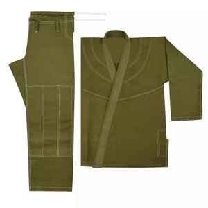 Conjunto de Kimono de Jiu-Jitsu Brasileño Unisex Verde Oliva, Uniforme de Artes Marciales Teñido Liso y Duradero - Product Image 5