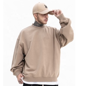 เสื้อสเวตเชิ้ตคอกลมสีดำสำหรับผู้ชาย ผ้าฝ้าย 100% ทรงโอเวอร์ไซส์ สวมใส่สบาย สีพื้น ผ้าถัก เหมาะสำหรับใส่ในฤดูใบไม้ร่วง - Product Image 4