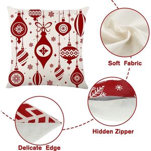 4 Pack Buffalo Plaid <b>Red</b> Christmas Decorative <b>Throw</b> Pillow Covers - Product Image 2