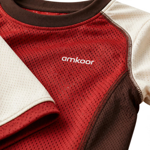 Maillot de football unisexe Amkoor en polyester respirant, imprimé numériquement, marron et blanc, pour adulte, détection par aiguille - Product Image 6