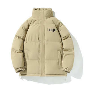 Chaqueta de plumón blanca para hombre, gruesa, con cuello alto y cremallera, ajuste holgado, cortavientos, rellena de plumón, para invierno - Product Image 3