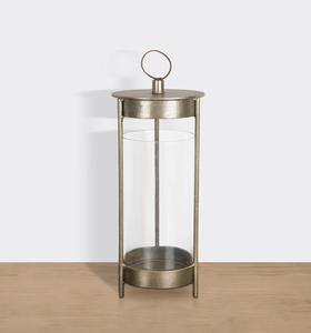 <b>Brass</b> <b>Lantern</b> Candle Holder with Glass Panel and Ring Handle for Home Decoration - Product Image 4