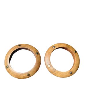 Lot de 2 bracelets fins en bois naturel avec petits rivets en laiton – Bracelets empilables de style tribal minimaliste - Product Image 1