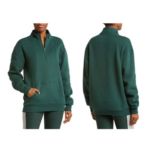 Nouvelles Tendances Hiver Femme : Sweat-shirt Oversize à Fermeture Éclair 1/4, Pull Polaire Uni à Épaules Tombantes, Hoodies Vierge Multicolores – Vente en Gros - Product Image 5
