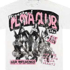 Camiseta Blanca Extra Grande con Estampado de Chicas Conejitas, Estilo Urbano, Jersey de Manga Corta con Cuello Redondo para Hombre - Product Image 5