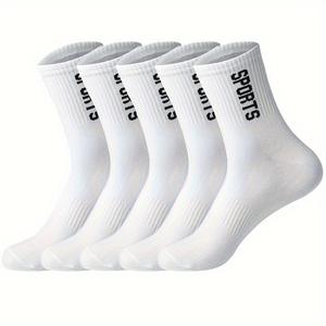5 paires de chaussettes pour hommes, grande taille, respirantes, chaussettes de sport en coton, décontractées, athlétiques, printemps automne, nouveau design pour homme - Product Image 5