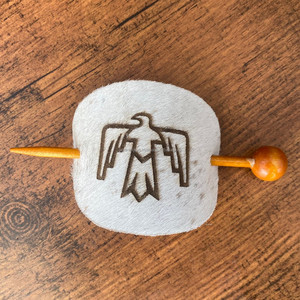 กิ๊บหนีบผมหนังวัวแกะสลักด้วยเลเซอร์ทำมือพร้อมแท่งสำหรับผู้หญิงที่หนีบผมหนังแท้แบบสไลด์ทำเอง - Product Image 3