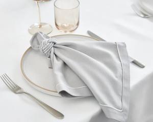 Anneaux de serviette - Argent |   Mélange de coton |   Lavable en machine |   Décoration de table classique - Product Image 3