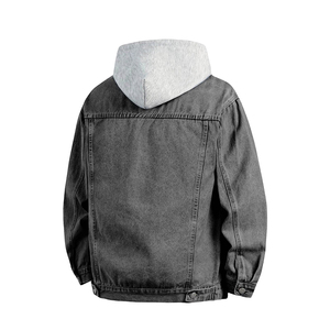 Sweat-shirts en jean grande taille de qualité supérieure pour adultes, fermeture à boutons, manches longues, sweat-shirt en jean tendance pour garçons avec poche avant - Product Image 6