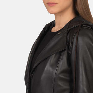 Manteau trench coupe-vent en cuir PU pour femme, style élégant et classique, avec chapeau amovible, vêtement d'extérieur long de qualité supérieure - Product Image 5