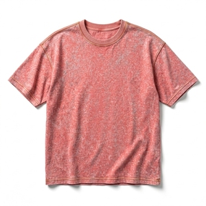 Men Cotton Streetwear T-Shirt Regular Fit Round Neck Short Sleeve Acid Wash Quick Dry & Breathable 220g Bulk Supply OEM Service - Product Image 1