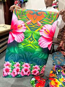 Robe longue personnalisée à imprimé floral style ethnique des îles d'Asie-Pacifique, sans manches, épaules dénudées, pour adulte, collection Lockdown - Product Image 1