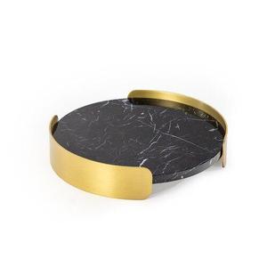 Black Marble Tray Gold Metal Handle Luxury Serving Tray Decorative Tray Coffee Table Tray Dining Tray Hotel Tray Restaurant Tray - Product Image 1