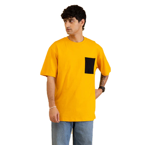 T-shirt unisexe premium en coton épais tricoté avec poche, coupe oversize, style streetwear, pour t-shirt à une poche - Product Image 1
