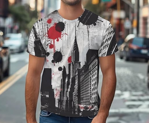 T-shirt imprimé 100% coton tricoté respirant léger flexible élégant vêtement décontracté - Product Image 2