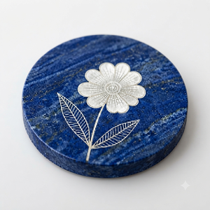 REHMAN CRAFT Handmade Modern Round Cobalt Petals MDF <b>Coasters</b> 9cm Diameter - Product Image 3