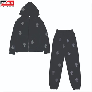 2026 New Rhinestone Sweat Suit Men USA Trendy Bling <b>Tracksuit</b> Hoodie Jogger Set Premium Fashion Wear - Product Image 1