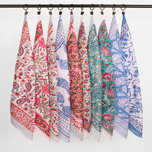 Premium Colorful Floral Handprinted Cotton Square Bandana Lightweight Eco-Friendly Breathable <b>Tie</b> <b>Back</b> Scarf Stylish Head Wrap - Product Image 5