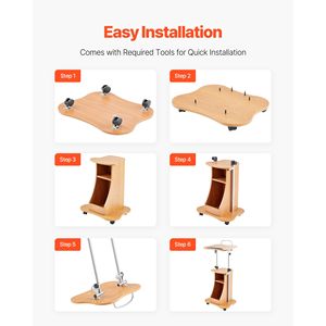 โต๊ะวางแล็ปท็อปแบบพกพาขนาด 43 นิ้ว พร้อมล้อล็อกได้ พื้นที่อ่านหนังสือกว้าง พื้นที่เก็บของแบบเปิด แท่นวางไม้สำหรับการนำเสนอ - Product Image 4