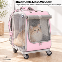 Sac à dos et chariot de transport transparent 2-en-1 pour animaux de compagnie avec rotation à 360° °   Roues