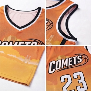 Ensemble de shorts de basket-ball personnalisés pour hommes, en maille polyester respirante, imprimés par sublimation, sans manches, avec logo frontal, motif désert - Product Image 3