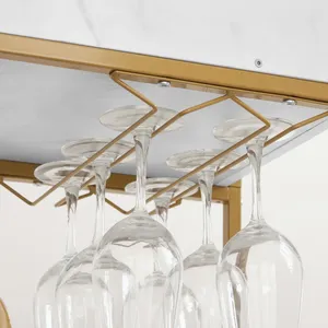 Chariot de service moderne en métal doré avec plateau en marbre blanc et porte-bouteilles 35,4x13,7x40,5 pouces pour les fêtes à domicile - Product Image 3