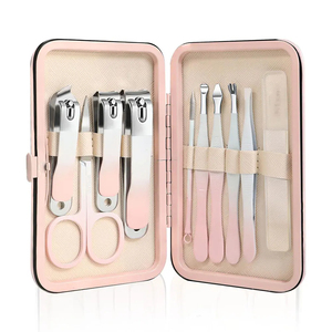 Eco Friendly Manicure Set <b>Nail</b> Clippers Set <b>Kit</b> 9 Pieces Stainless Steel <b>Nail</b> <b>Kits</b> <b>Nail</b> Care Tools Portable Leather Case - Product Image 1