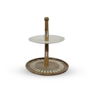 3 Tier <b>Wooden</b> Cake <b>Stand</b> Gold Branch Metal Handle Rustic Tiered <b>Cupcake</b> Dessert <b>Display</b> Server For Wedding - Product Image 6