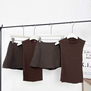 Ensemble assorti décontracté pour femme : débardeur court en maille côtelée à col roulé et jupe trapèze taille haute - Product Image 6