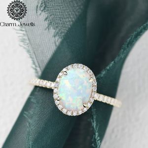 Charm_Jewells Bague de fiançailles en argent pour femme avec moissanite, sertie de griffes, style classique - Product Image 2