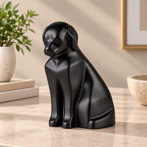 Urna para Cenizas de Perro, Escultura Decorativa de Metal con Acabado Negro Refinado para Homenaje a Mascotas, Exhibición en el Hogar y Recuerdo - Product Image 1
