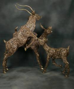 Escultura de Animales Hecha a Mano en Latón Estilo Art Deco, Familia de Ciervos, para Decoración del Hogar - Product Image 5