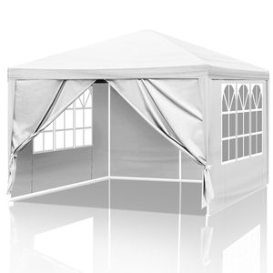 Tenda Portatile Impermeabile 3x3m a Quattro Lati con Tubi a Spirale Bianca per Matrimoni e Feste - Product Image 1