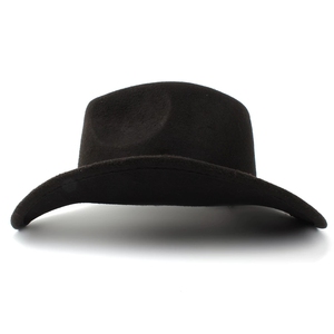 Sombrero de Vaquero Occidental de Lana para Hombre y Mujer, con Visera de Cuero, Color Negro - Product Image 3
