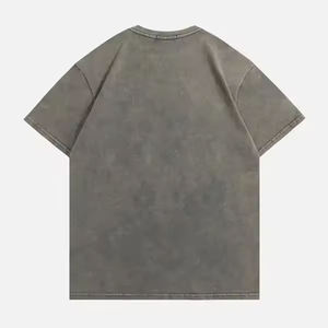 T-shirts personnalisés pour hommes, noirs, 100% coton, surdimensionnés, effet vieilli, t-shirts vintage vierges pour hommes, vente en gros - Product Image 2