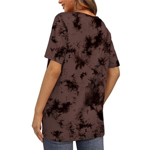 T-shirt imprimé à col en V pour femme, doux, confortable, décontracté, à manches courtes, en coton doux, écologique, respirant, exporté du Bangladesh - Product Image 4