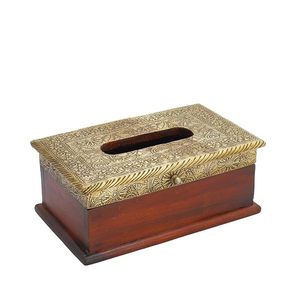 Modern Luxury Classic Wood Metal <b>Tissue</b> Box Handmade Carved Napkin Holder Decorative Tabletop for Living Office Home <b>Wedding</b> - Product Image 3