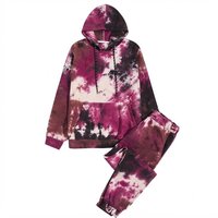 Ensemble de survêtement tie-dye personnalisé pour homme avec logo, manches longues, fermeture éclair sur le devant, pantalon de jogging avec poches latérales, tenue décontractée pour le printemps