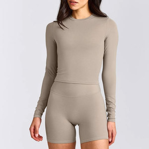 Producto Deportivo Más Vendido para Mujer, Ropa Deportiva de Compresión, Ajustada al Cuerpo, para Entrenamiento en el Gimnasio, Camiseta Ajustada de Manga Larga con Estampado - Product Image 1