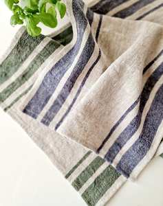 Essuie-tout en lin rayé style français, torchon de cuisine épais, serviette de table rayée naturelle, serviette de table rustique durable - Product Image 5