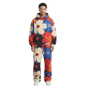 Ensemble de survêtements décontractés pour hommes, style streetwear, coupe ample, en molleton de coton brossé haute densité, motif zèbre monogramme, style urbain - Product Image 5