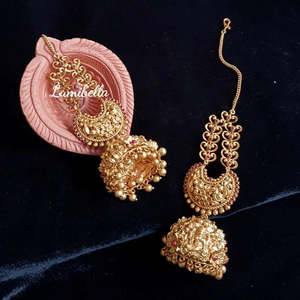 Vintage Gold Plated Pearl Drop Jhumka Earrings - Product Image 2