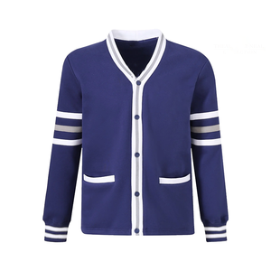 Custom Jackson State <b>Navy</b> Fleece <b>Cardigan</b> <b>Women's</b> 100% Cotton Blue V-Neck University Embroidery Logo College for Sorority Buyers - Product Image 1