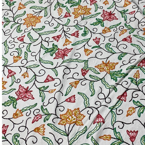 Cubrecama Floral Clásico Hecho a Mano de Primera Calidad, 100% Algodón Puro, Tamaño Queen (90x108 Pulgadas), Bordado a Mano con Hilo de Lana Kashmir Aari, Estilo Hotel - Product Image 1
