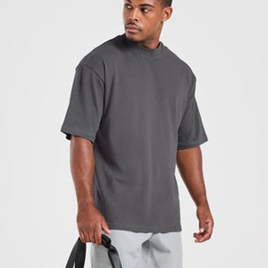 Custom Luxury Designer Oversized Short Sleeved Breathable Woven T-Shirt <b>Drop</b> Shoulder Tee Heavy Cotton O-Neck Men's All-Season - Product Image 6