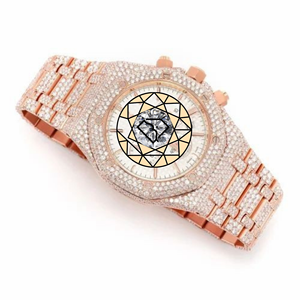 Custom Logo Luxury Simple Icedout Chronograph <b>Watch</b> Diamond Bezel Crystal Dial Stainless Steel <b>Case</b> Quartz Movement Auto 20mm - Product Image 3