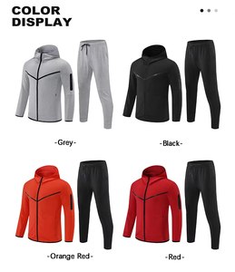 Ensemble de survêtement gris d'hiver coupe-vent et respirant avec logo personnalisé sur le devant, service OEM, taille 6XL, pour entraînement de football pour adultes - Product Image 4