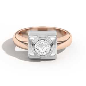 1 Carat Round Lab Grown Diamond Statement <b>Ring</b> 14K Solid Gold Unique Bezel Set Modern Minimalist Bridal Proposal Band Gift Women - Product Image 5