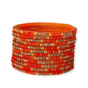 Bracelets tendance en verre imitation perle plaqué or Orange Celebration avec embellissement élégant pour mariage féminin - Product Image 2